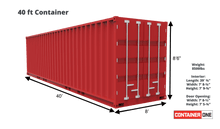 Load image into Gallery viewer, 40 ft Standard 1 Trip (40ST1TRIP) Shipping Container Dimensions & Specifications