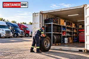 How Trucking Fleets Use Shipping Containers for Parts, Tires, and Yard Storage