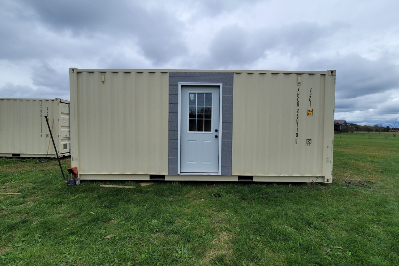 20Ft Shipping Container (One Trip) – White 20ft Standard 1 Trip Modified Shipping Container With Man Door (20MOD1