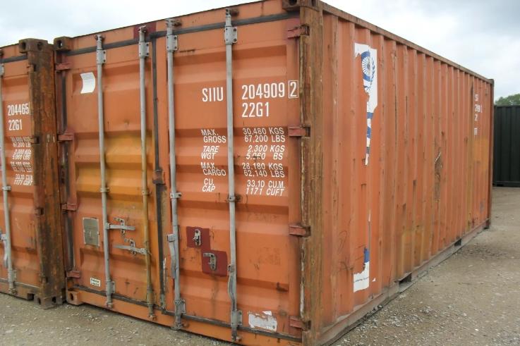 20 ft Standard Wind and Water Tight (20STWWT) Shipping Container Angle View