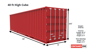 40 ft High Cube 1 Trip (40HC1TRIP) Shipping Container Dimensions & Specifications
