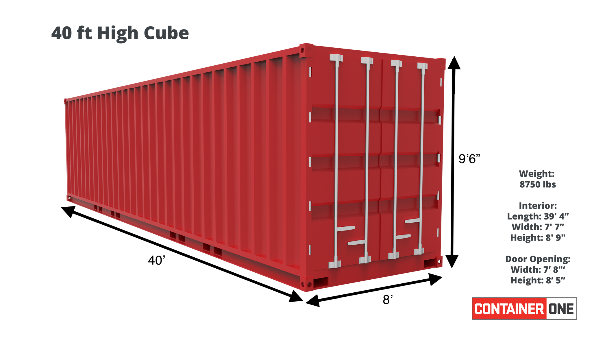 40 ft Cargo Shipping Container for Sale - High-Cube